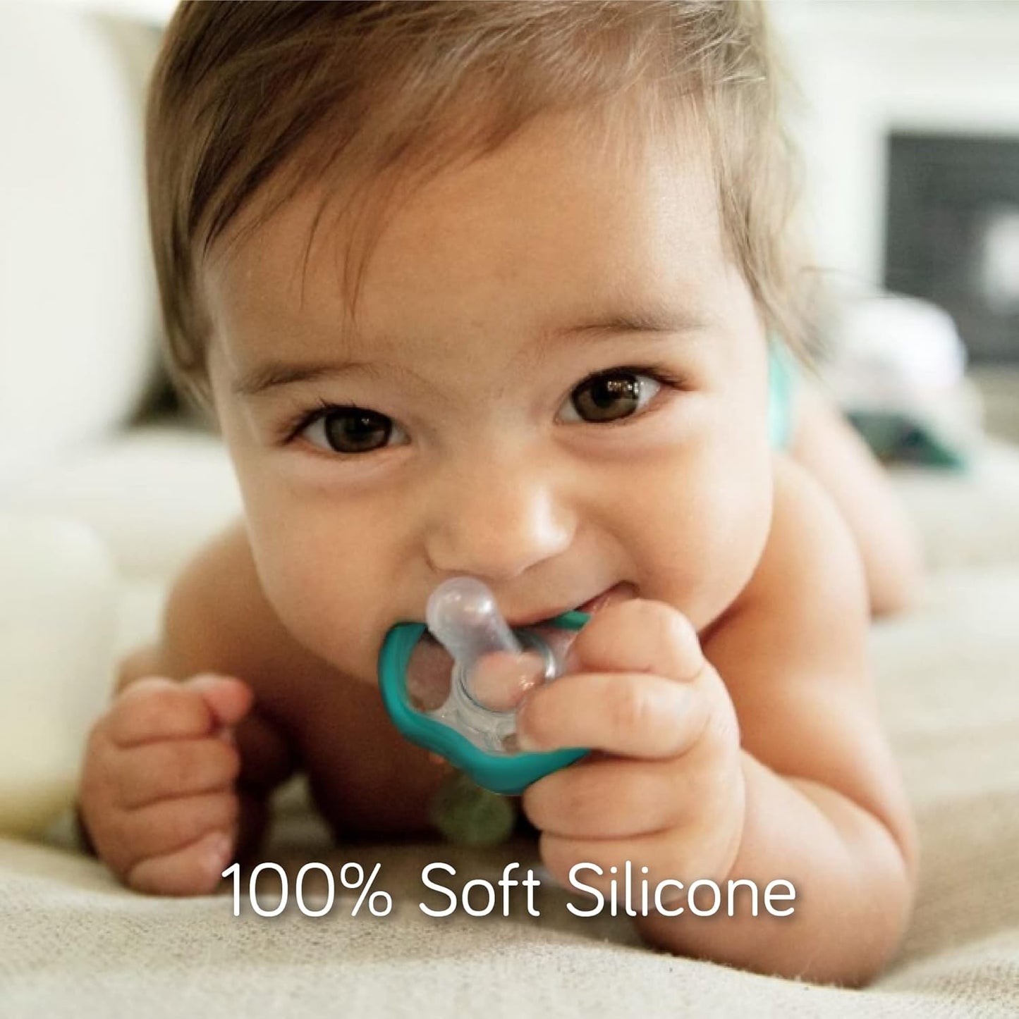 Nanobebe Active Baby Pacifiers 4-36 Months - Orthodontic, Lightweight and Vented, Curves Comfortably with Face Contour, 100% Silicone - BPA Free, Perfect Baby Registry Gift 4pk, White/Pink