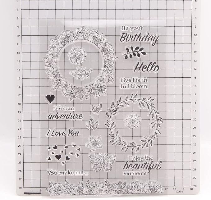 Flower Wreath Lace Clear Stamps Silicone Stamp Cards
