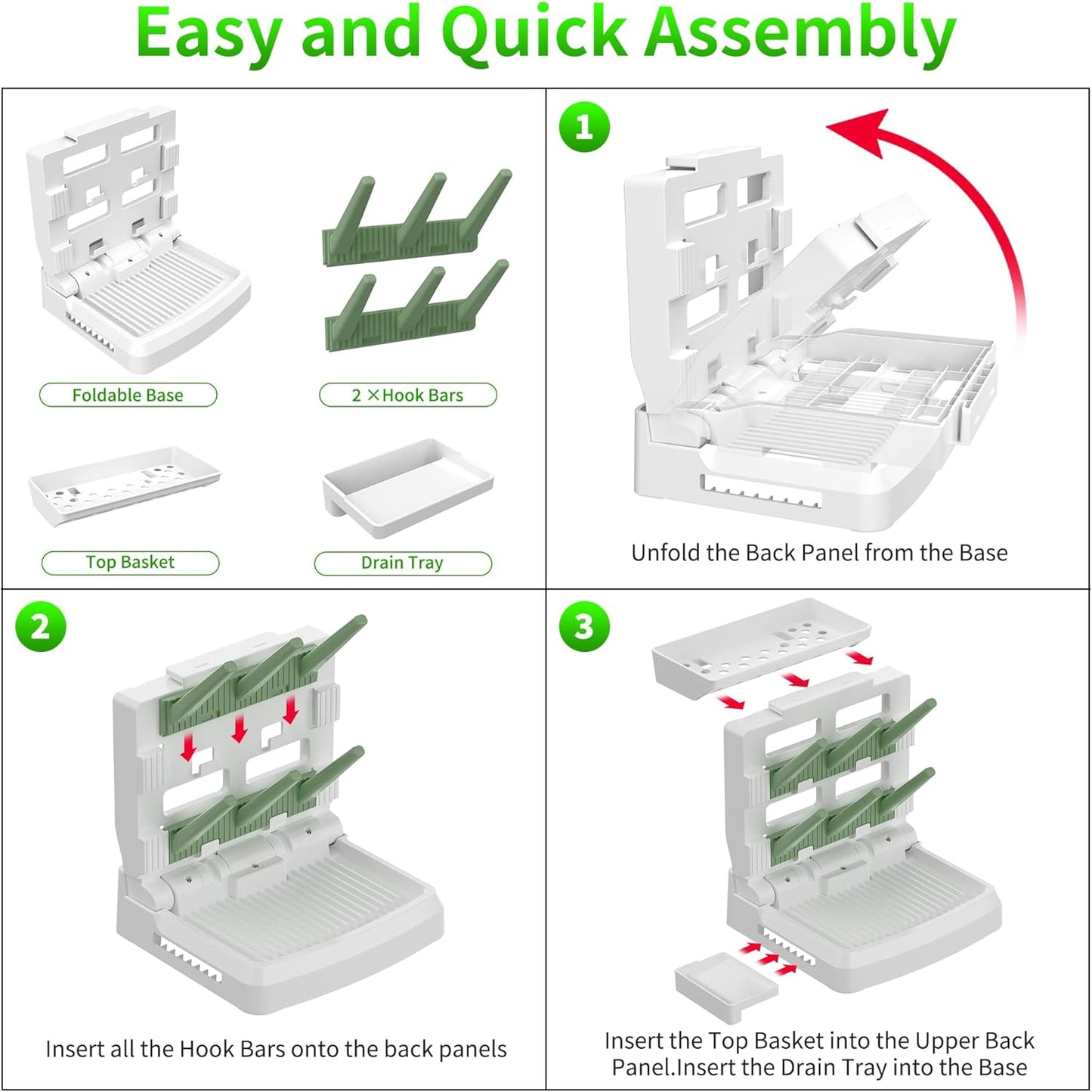 Baby Bottle Drying Rack for 6 Bottles, Vertical Cup Drying Holder, Space Saving Countertop Standing Bottle Dryer Rack for Baby Accessories & Pump Parts（Small White&Green）