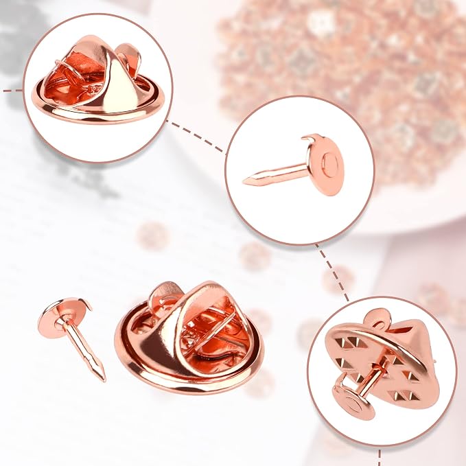 JANYUN 120 Pairs Butterfly Clutch Tie Tacks Pin Back Metal Locking | Rose Gold