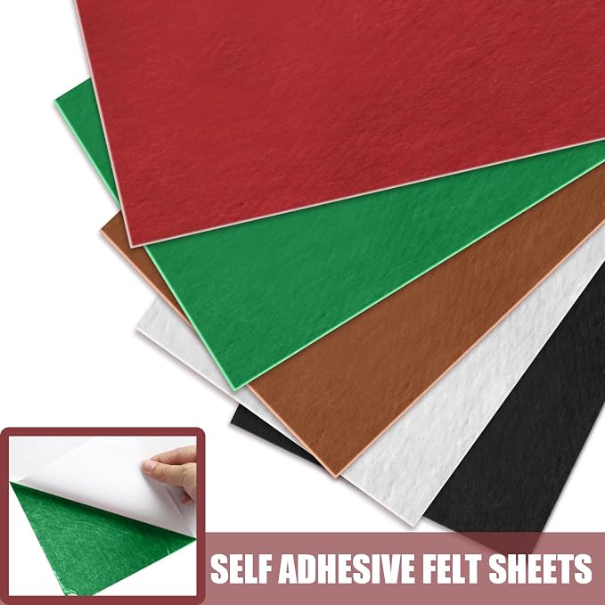 Bonsicoky Green Self Adhesive Felt Sheets, 10 Pack, A4 Size | Felt Fabric