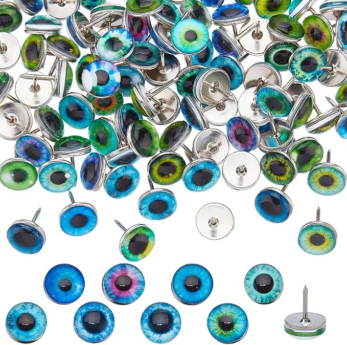PH PandaHall 100pcs 50 Styles Eyeball Push Pins Thumb Tacks Mini Decorative