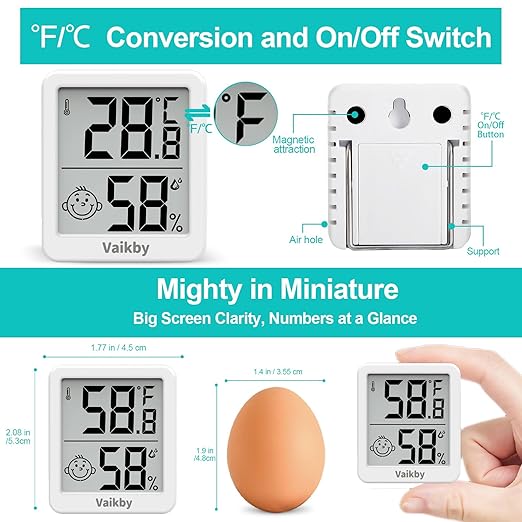 Indoor Humidity Meter Hygrometer 3Pack, Room Thermometer for Accurate Room Temperature Monitor, Digital Hygrometer with Indoor Thermometer for Home, Baby Nursery, and Humidity Sensor Enhanced Comfort