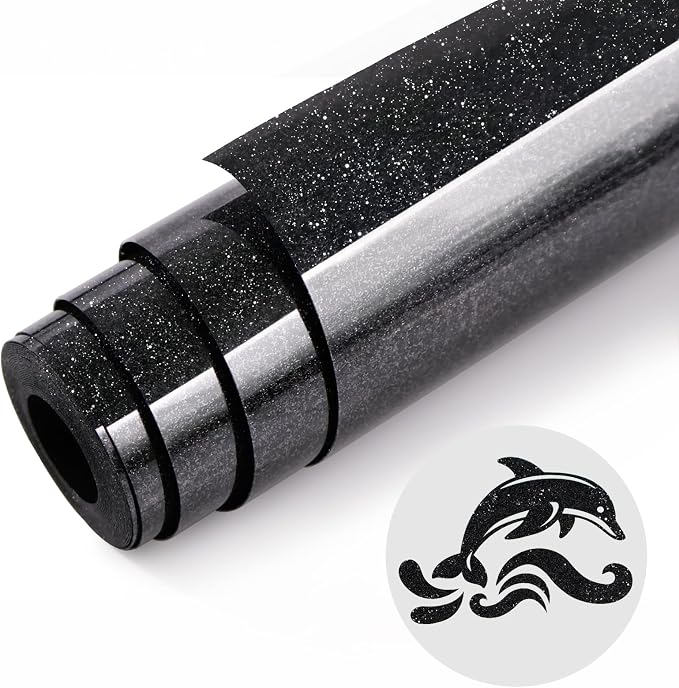 Black Glitter HTV Heat Transfer Vinyl