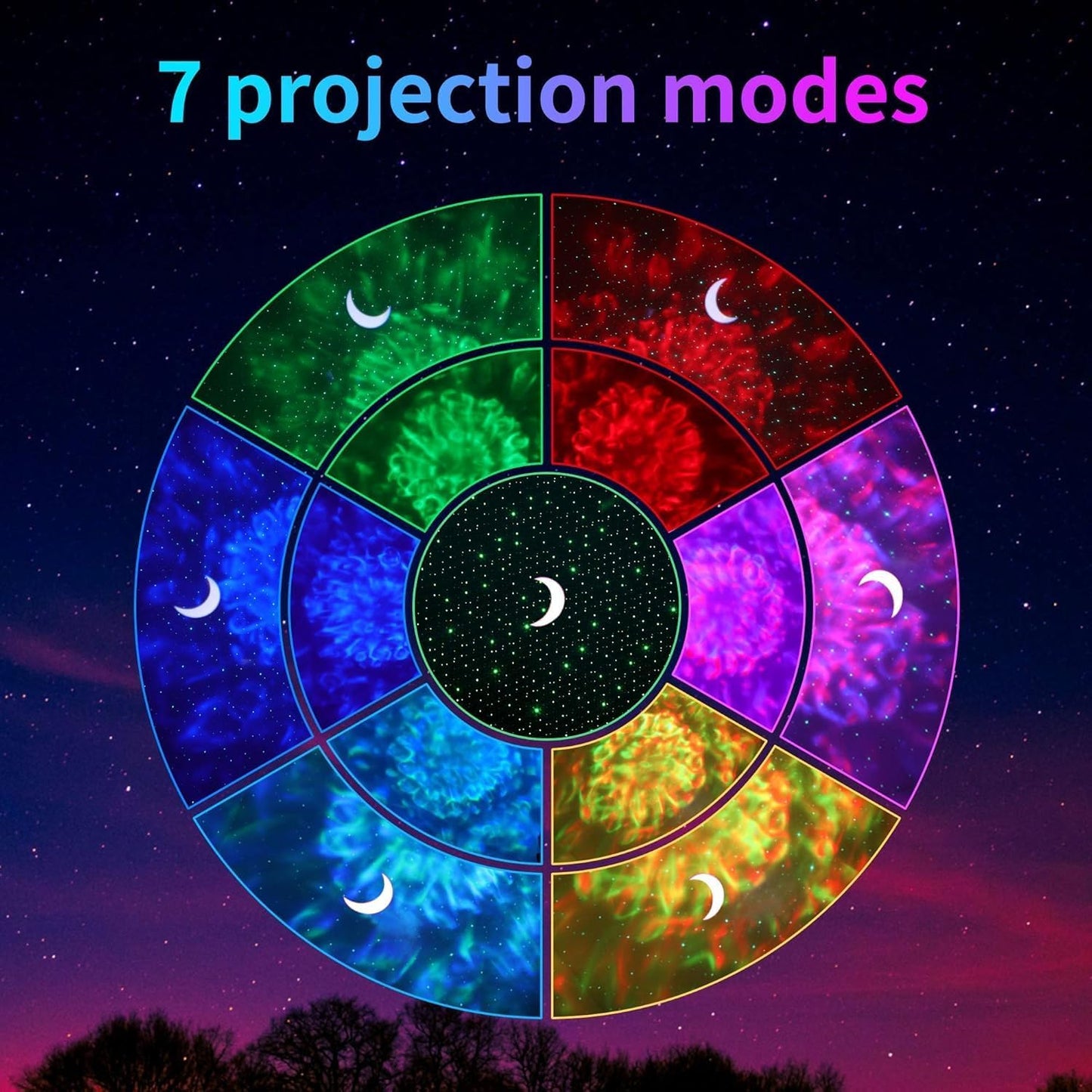 Galaxy Projector Star Night Light - 3-in-1 Moon Star Aurora Projector for Bedroom, Clap-Activated Music Sync,14M Colors, Kids Nursery & Adult Sleep Aid (No Music/Alexa)