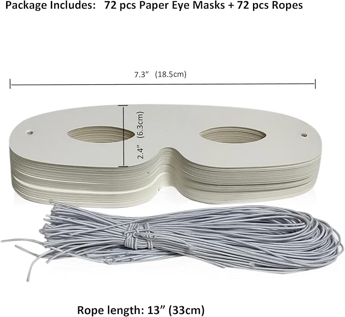 Lependor 108 Pack White Paper Eye Masks, Plain Masquerade Mask DIY Blank Masks