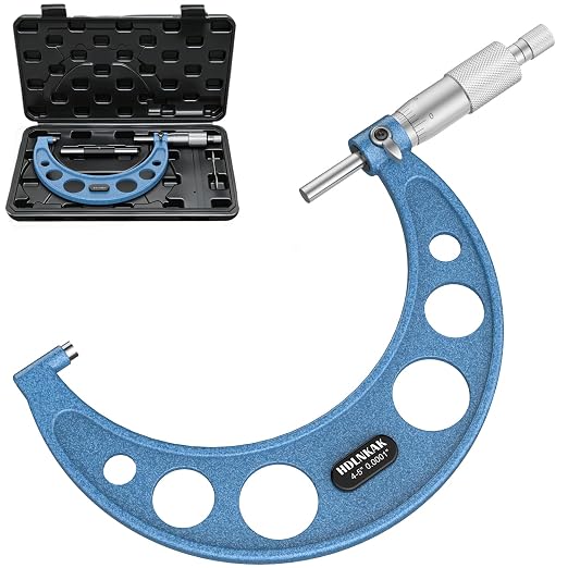 HDLNKAK Outside Micrometer Set, 4-5" Machinist Micrometer, 0.0001" Graduation