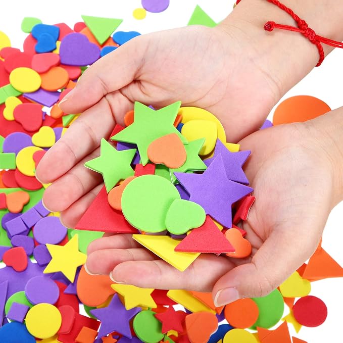 1500 Pieces Self Adhesive Foam Stickers Mini Geometry Shapes EVA Foam Stickers