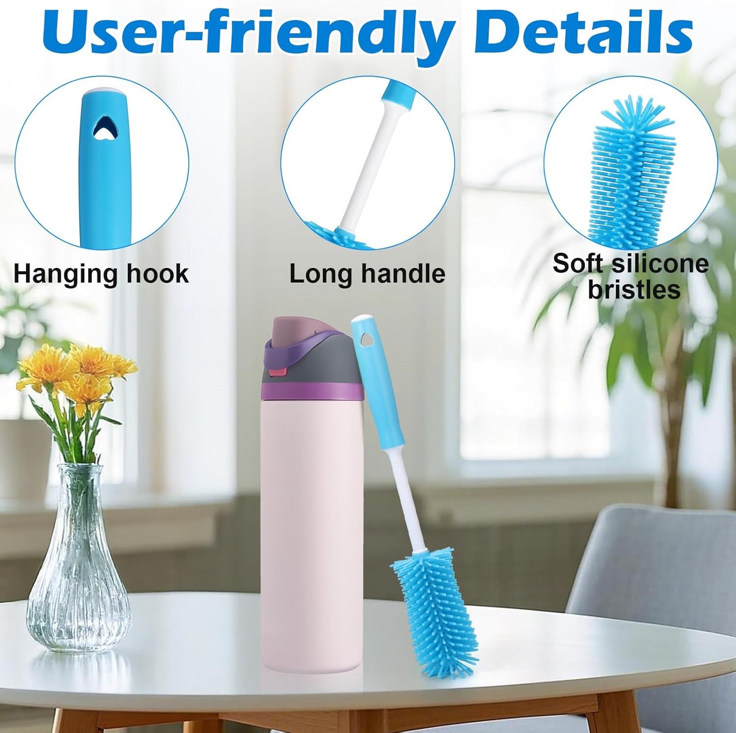 Palksky Water Bottle Cleaning Kit, Brush and Straw Cleaner for Owala, 5 PCS