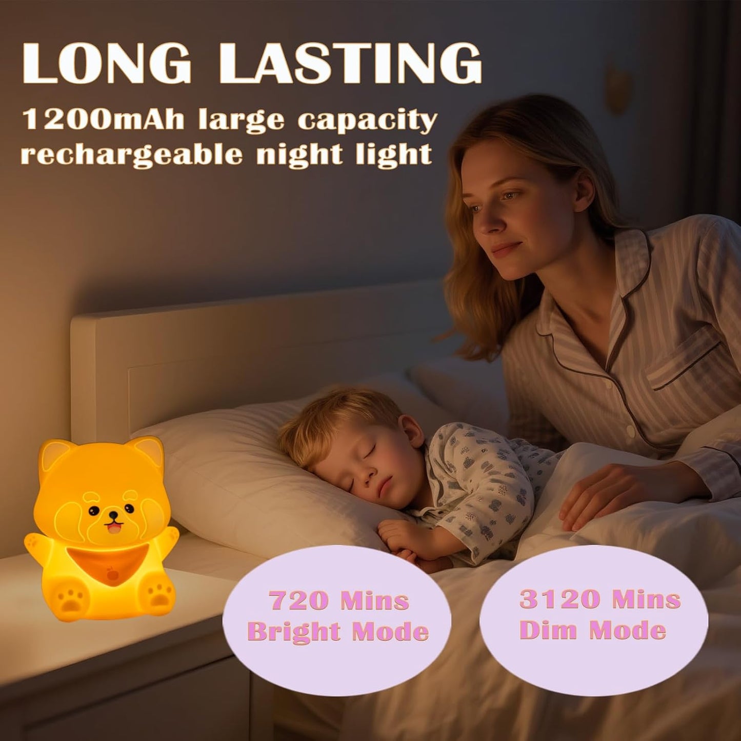 Red Panda Night Light with Squishy Soft Silicone, RGB Flashing Color, Dimmable Rechargeable Portable Touch Red Panda Gifts Decor for Girls Boys