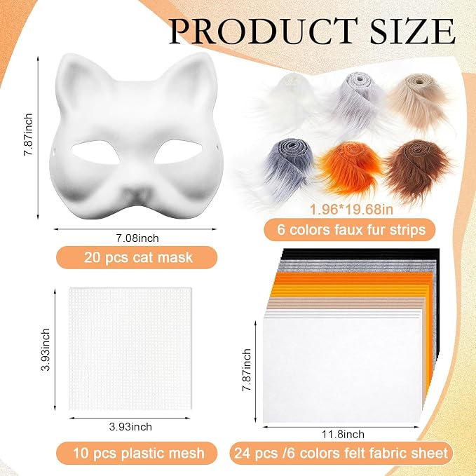 Seenelling DIY Therian Mask Kit Blank Cat Mask