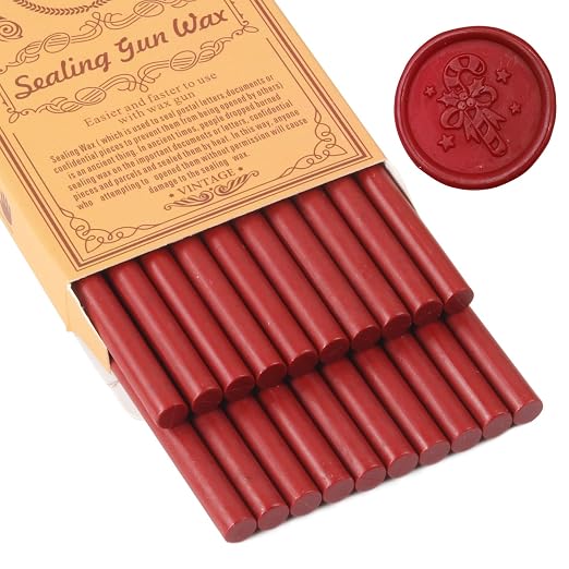 Vintage Red Sealing Wax Sticks, WASOHLING 20Pcs Glue Gun Wax Seal Sticks