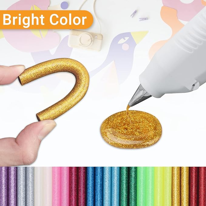 Manarty Glitter Color Hot Glue Sticks, Craft Adhesive Waxing Sticks Bulk