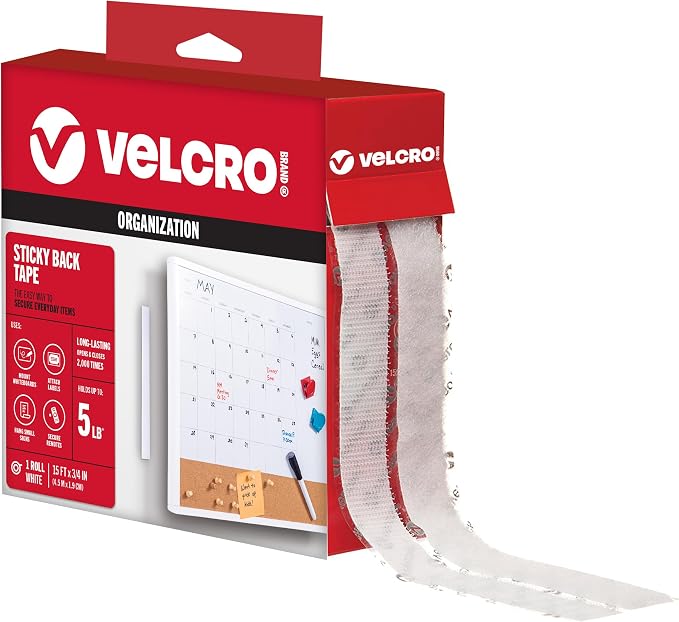 VELCRO Brand 15ft x 3/4in I White Tape Roll