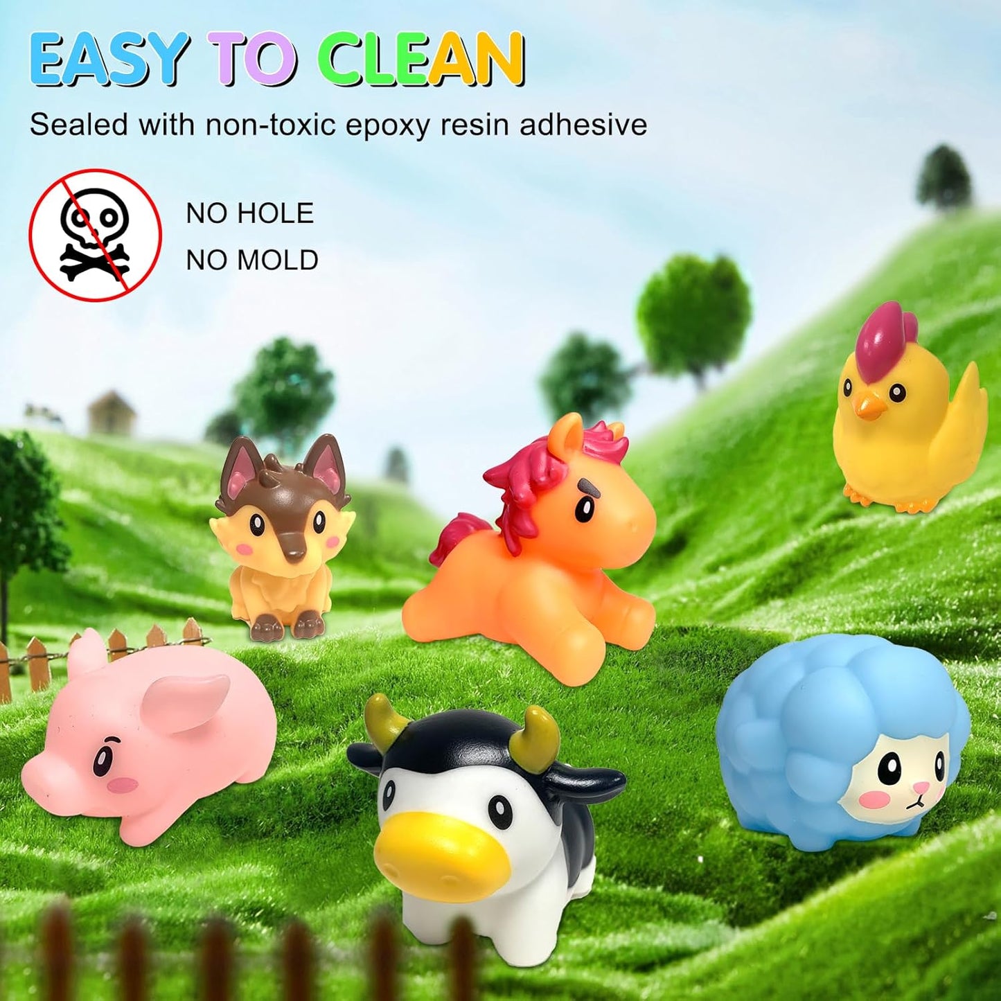 No Hole Mold Free Bath Toys for Toddlers 1-3, Animal Water Toys for 6-12 Months Infants with Storage Bag, Soft Squeezable Water Toys for Babies and Toddlers, for Pool, Bathtub, Beach, Tub