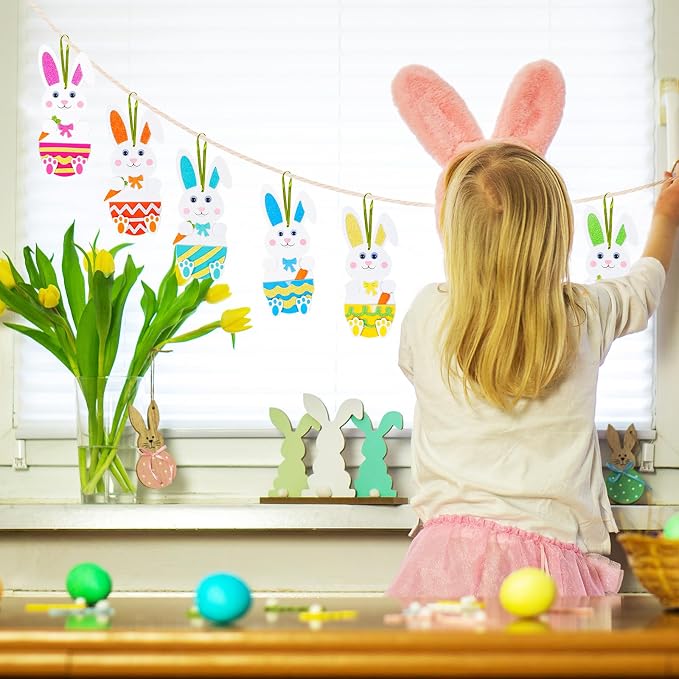 Fennoral 12 Pack Bunny Craft for Kids Make You Own Rabbit Foam Stickers