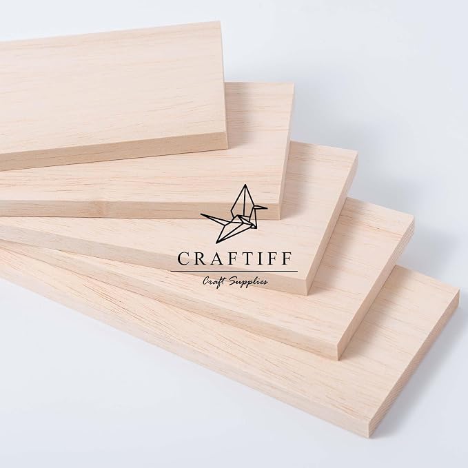Balsa Wood Sheets 1/2" Inch Thick 12" x 4" Unfinished Wooden Board by Craftiff
