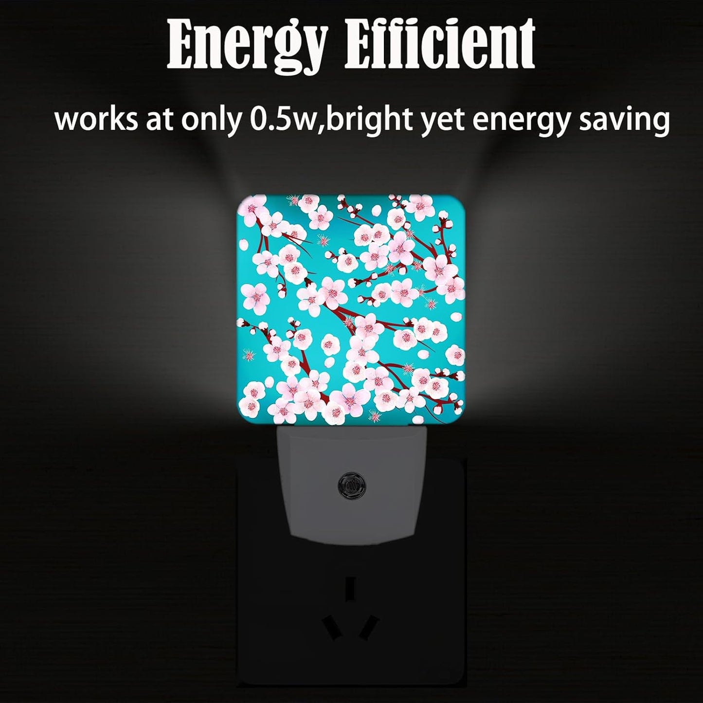 Cherry Blossom Night Light,Plug Into Wall Decor for Stairway,Hallway,Kitchen,Dusk to Dawn Sensor Nightlights for Boys/Girls/Women/Men Room Gifts