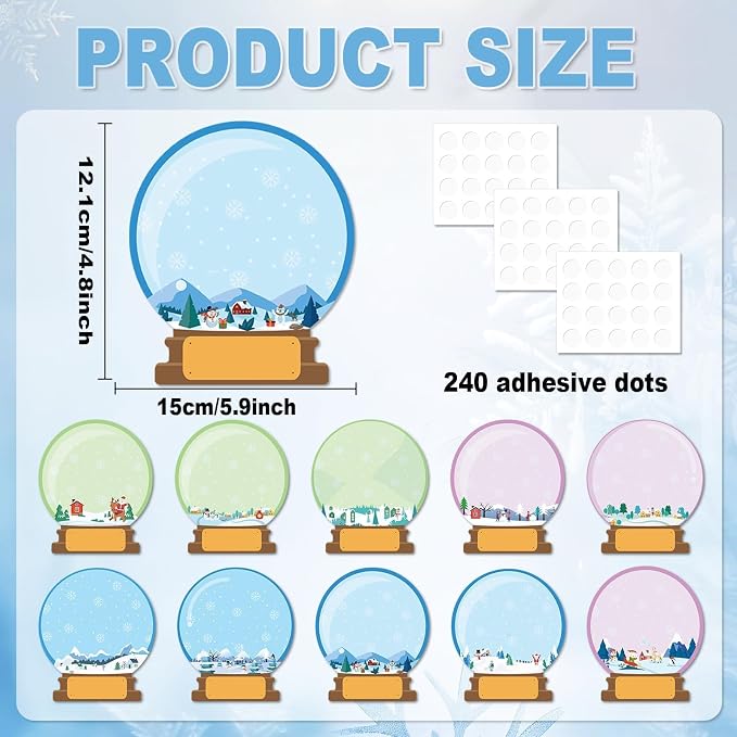 60pcs Winter Theme DIY Cutouts Snow Globe Bulletin Board Decoration Set