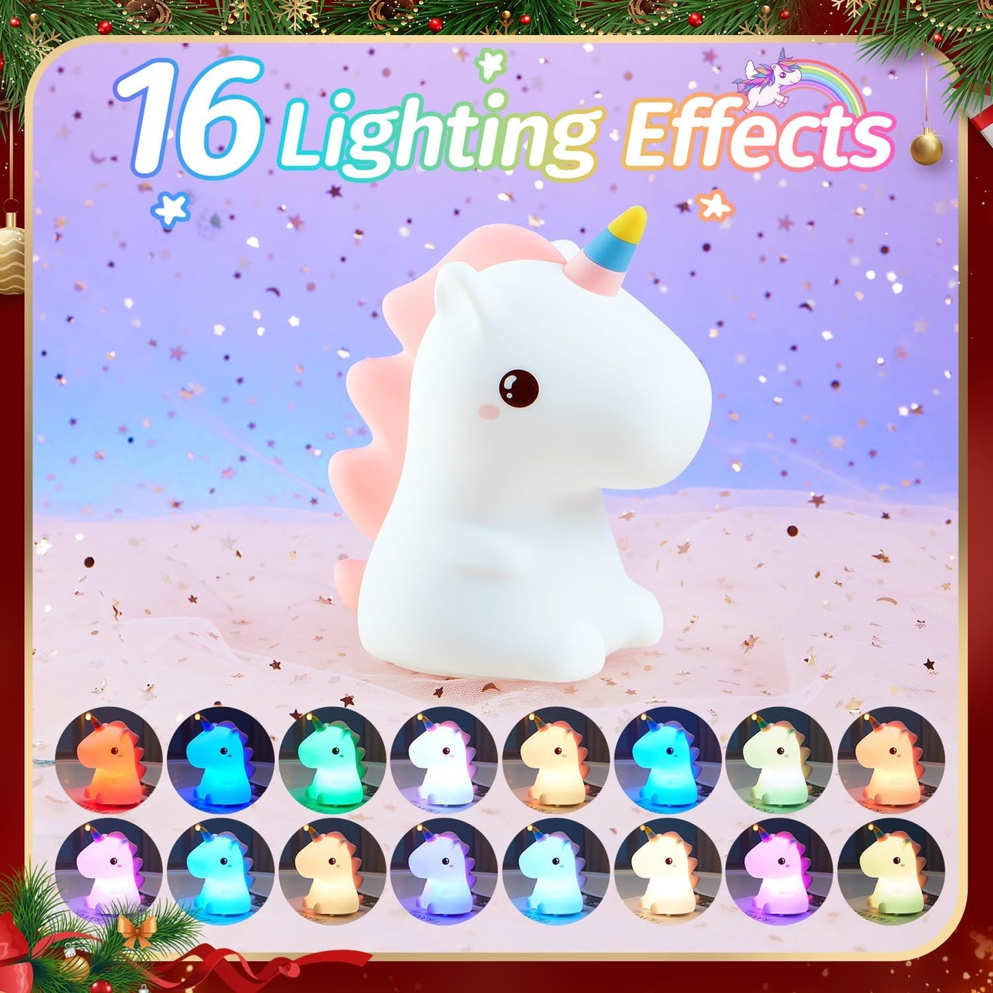 One Fire 【Unicorns Gifts for Girls】 Unicorn Night Light for Kids, 16 Colors & Remote Control Baby Night Light, Rechargeable Unicorn Lamp Girls Night Light, Cute Gifts for Kids Gifts Teen Girl Gifts
