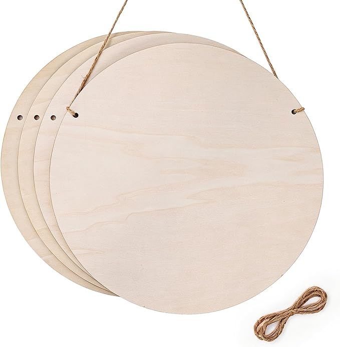 14 Inch Wood Circles for Crafts, 1/4" Thick 4 Pack 5-ply Poplar | Unfinished