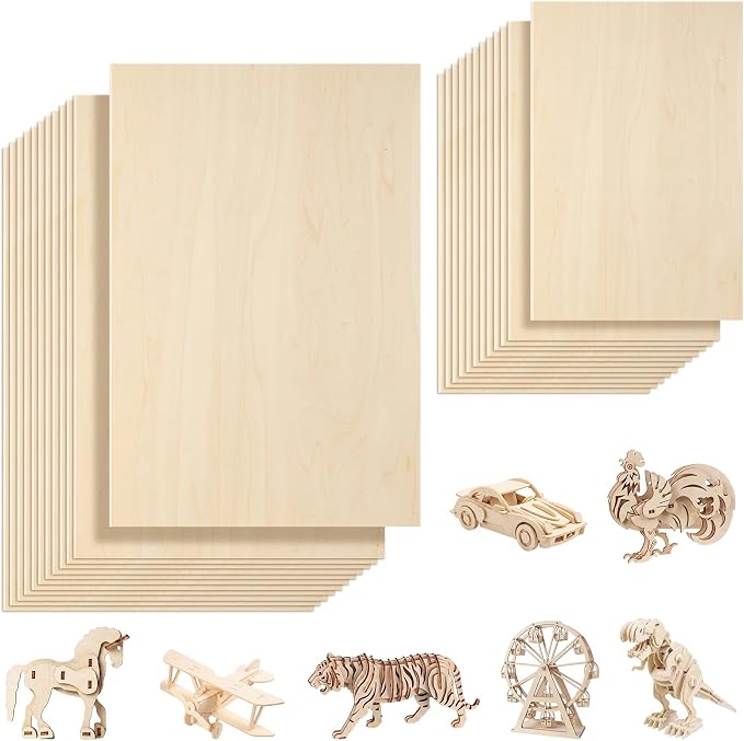 SiliFine 8x12+12x18 Inch 24 Pack Basswood Sheets