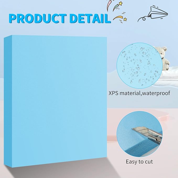 LuckyFoam Blue 5 Pack 15x12x1.5 inch Foam Sheets 1.5 Inch Thick | Polystyrene
