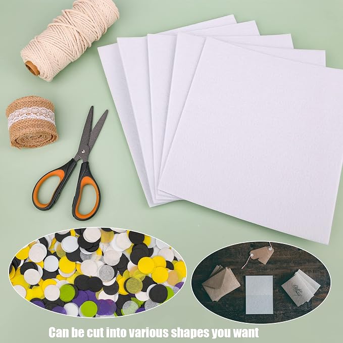 Savita 5pcs 25.4 x 22.8cm/10 x 9 inch 3mm Thick Felt Sheets, Stiff Felt Fabric