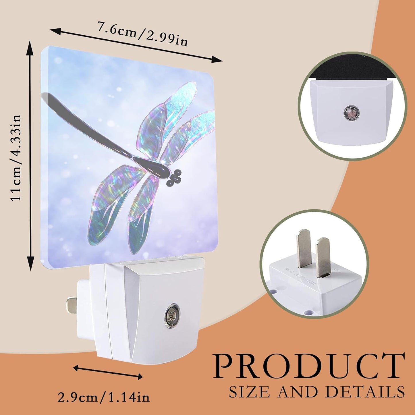 Dragonfly Night Light for Kids,Fantasy Dragonfly LED Night Light Plug into Wall with Dusk to Dawn Sensor for Girls Boys Room Decor,Hallway,Kitchen,Bathroom,Nursery,Stairs