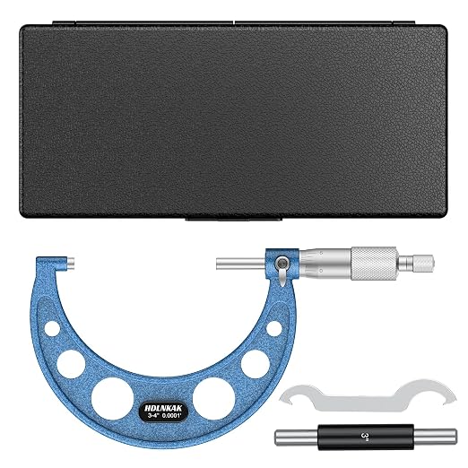 HDLNKAK Outside Micrometer Set, 3-4" Machinist Micrometer, 0.0001" Graduation