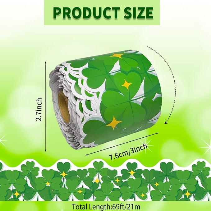 69Ft St. Patrick's Day Shamrock Bulletin Board Borders Irish Paper Bulletin