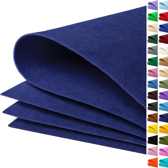 Navy Blue Large Felt Fabric 36" x 36", 1mm Stiff Felt Sheet, Nonwoven Fabric