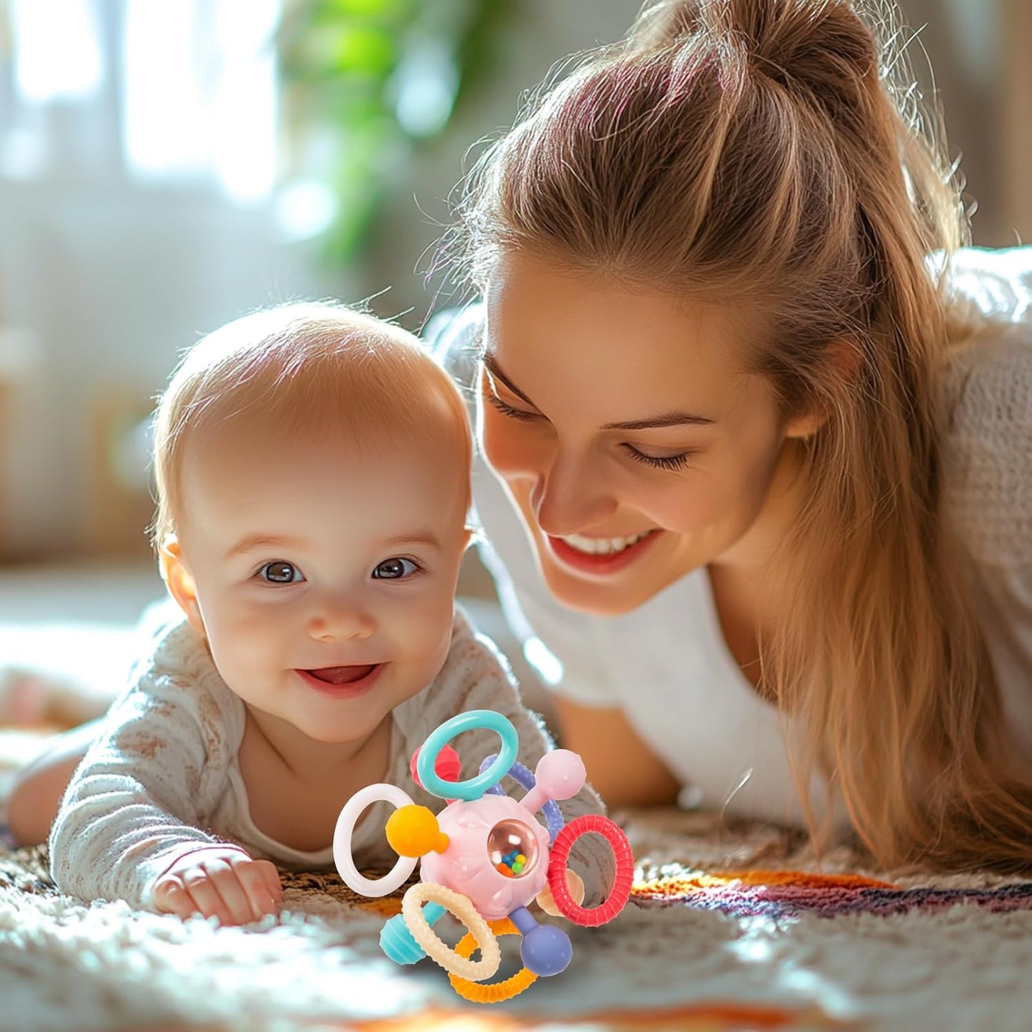 Montessori Teething Toys for Babies 0-6 6-12 Months, Baby Teether Sensory Toys for 0 3 6 9 12 18 Months, Newborn Infant Learning Toys for 1 2 Year Old Boys Girls
