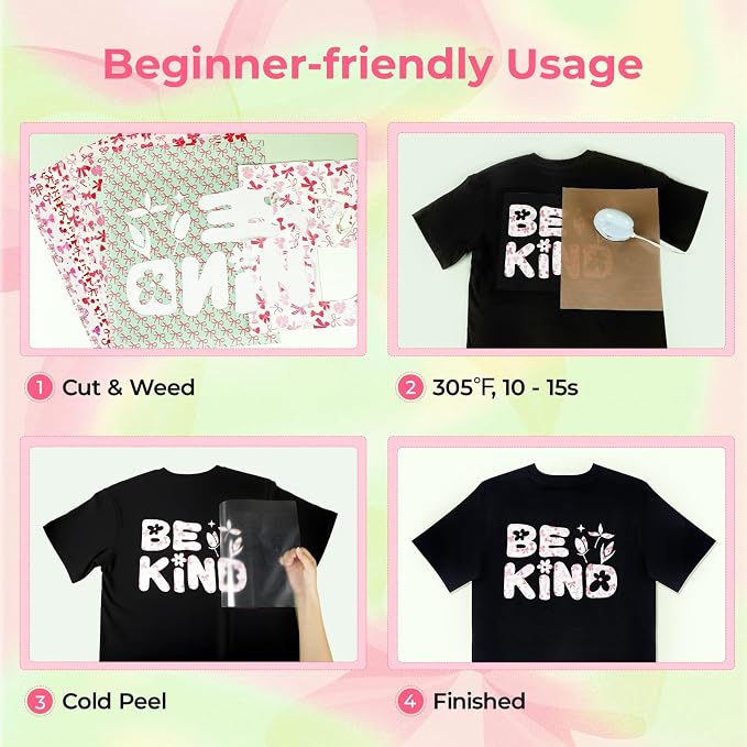 HTVRONT Pink Bow Heat Transfer Vinyl