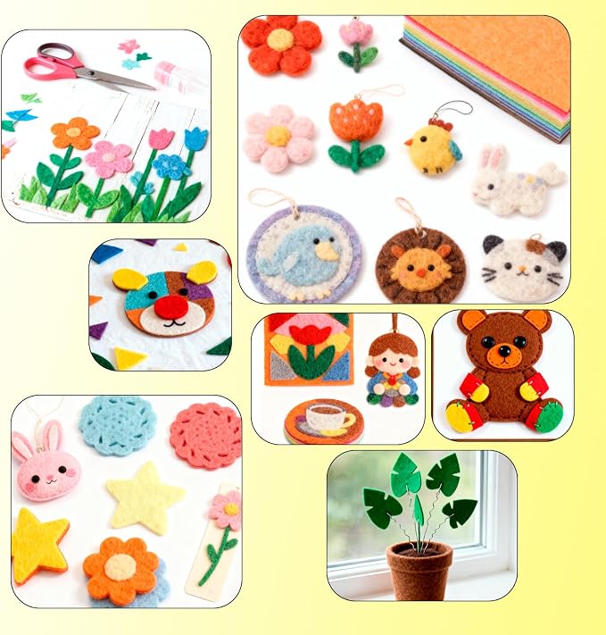120 Pcs Craft Felt Sheets, 4 x 4 inch Soft Felt Squares