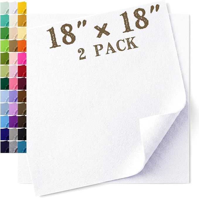 Felt Fabric Sheet 18 x 18 Inch, 1.6mm Thick | Soft and Flexible Nonwoven