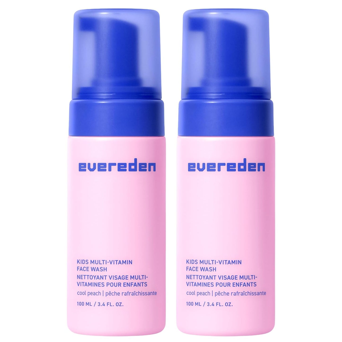 Evereden Kids Face Wash: Cool Peach, 3.4 fl oz. | Gentle Skin Care | Non-toxic and Clean Ingredients | Multi-Vitamin Skin Care for Kids | Pack of 2