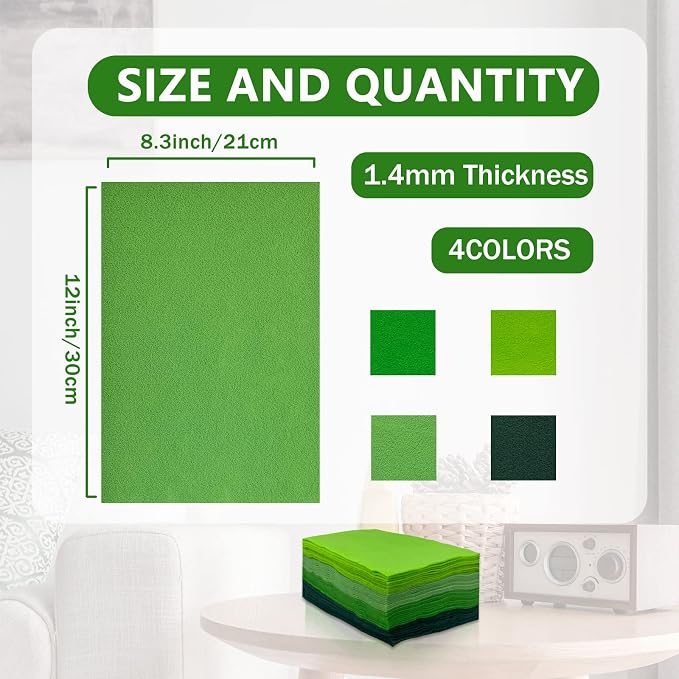 Jtnohx Soft Felt Sheets, 8x12 inches Assorted Craft Felt Fabric, 1.4mm Thick