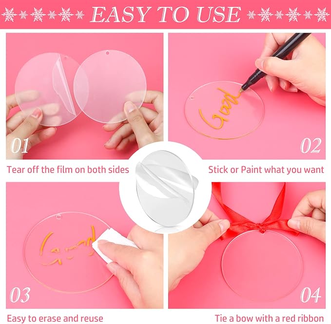 3.5 Inch Acrylic Ornaments Blanks, Christmas Decor, Keychain Engraving
