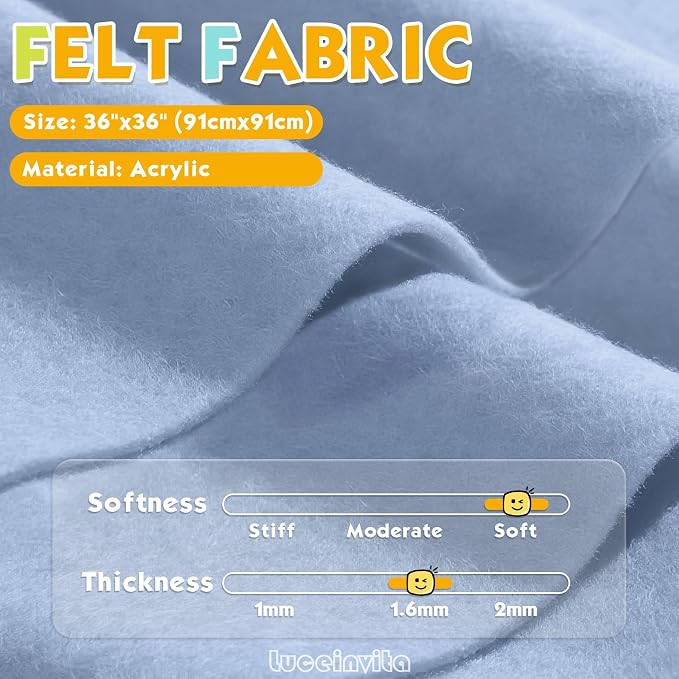 Muted Blue 36" X 36" Felt Fabric Sheet