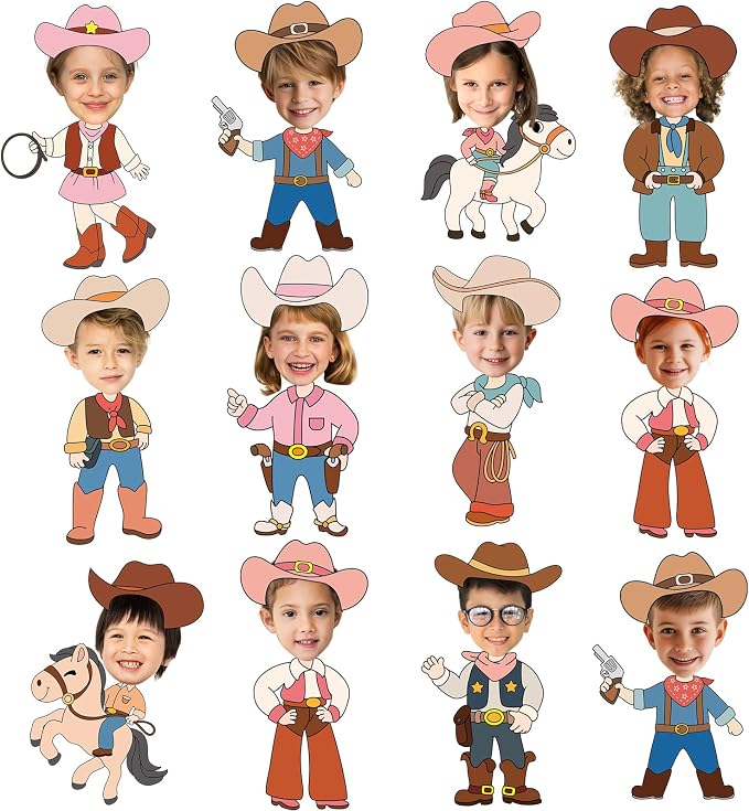 60pcs Western Theme DIY Cutouts Cowboy Cowgirl Hat Bulletin Board Decoration