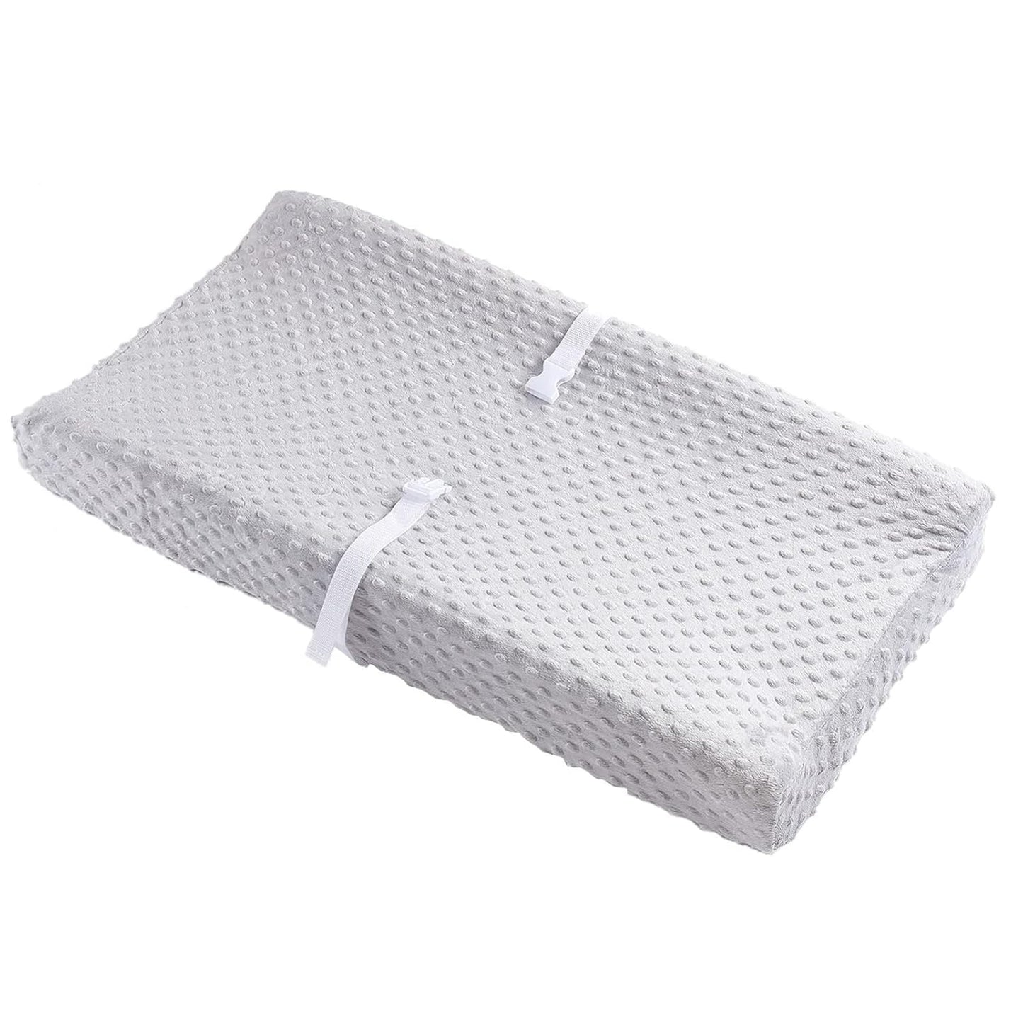 2 Pack Solid Changing Table Pad Cover Cradle Sheet, Fits 32"/34''x16 Contoured Diaper Changing Pad, Dots Plush Changing Table Covers(Beige + Grey)