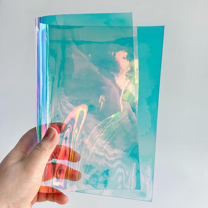 Transparent Waterproof PVC Vinyl 10 Pcs 8.3 x 11.8 inches Iridescent Shine