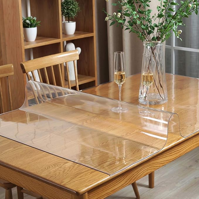 Wadrac Multisize Plastic Clear Table Cover Protector-1.5mm Thick 22x36 inch