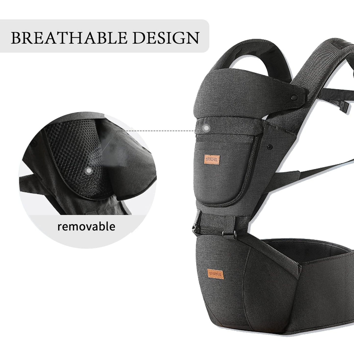 Baby Carrier with Hip Seat, Baby Carrier Newborn to Toddler, 6-in-1 Ways to Carry, All Seasons, Adjustable Baby Holder Carrier for Breastfeeding(Black)