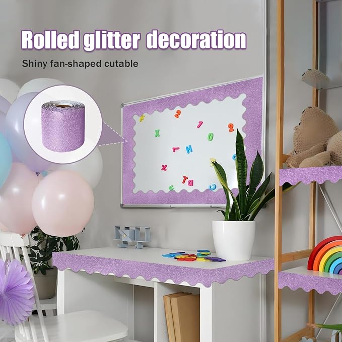 70Ft Shine Bulletin Board Borders，Scalloped Poster Boards Decorations Trim