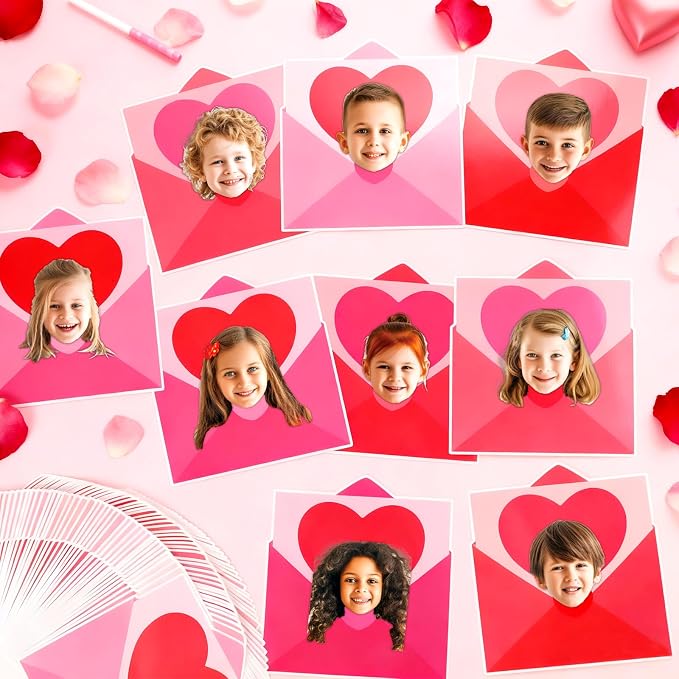 60pcs Valentine's Day Theme DIY Cutouts Heart Envelope Bulletin Board