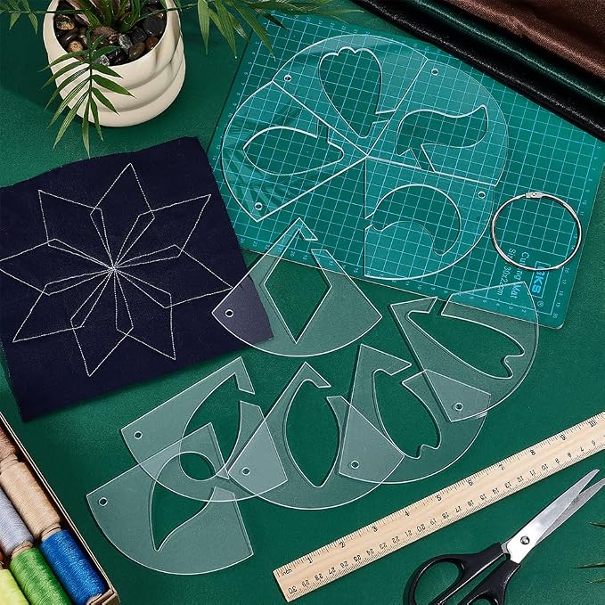 NBEADS 10 Pcs 10 Styles Flower Acrylic Sewing Template