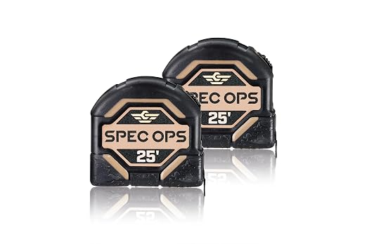 Spec Ops Tools Tape Measure for Measuring & Layout, 1 1/8" Double-Sided Blade