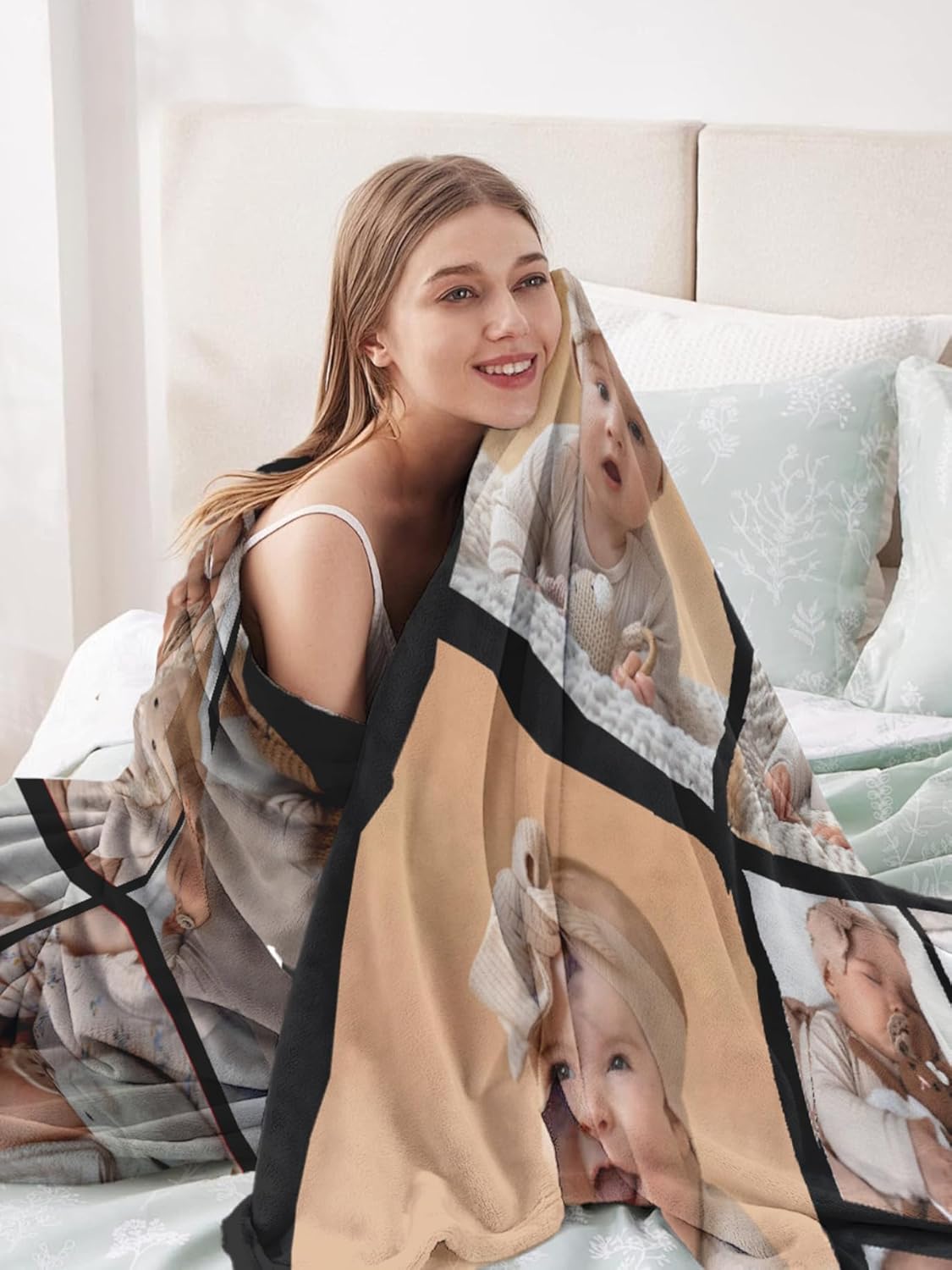 Personalized Photos Blanket Custom Blanket with Picture Text Customizable Flannel Blankets for Birthday Gift, 50 * 60in